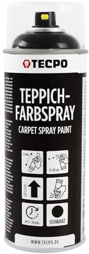 TECPO Teppich Farbspray, 1x 400ml Textilfarbe schwarz Teppichspray für Auto Matten Fussmatten Stoff Gummi Kunststoff Innenraum Aufbereitung