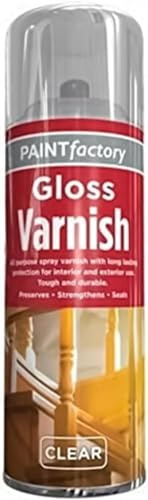 GSV Essentials Wood Clear Gloss Varnish Spray Paint, All Purpose Varnish Clear Finish, Interior/Exterior Protection, Quick-Drying, Apply to Wood, Metal, Plastic, 250ml (Pack of 1)
