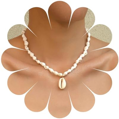 Enautoabs Bohemio Collar Colgante De Concha Collares De Concha De Mar De La Vendimia Collar De Gargantilla De Conchas Blanca Playa De Verano Collares De Cadena De Conchas Joyas Para Las Mujeres
