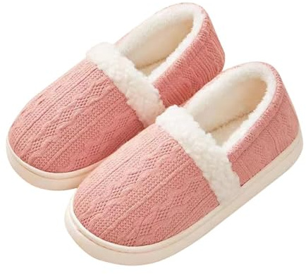 Damtofflor vinter stängda – damtofflor röda filttofflor plysch stugskor varma tofflor dressy filttofflor lätta pantoletter mjuka tofflor bekväma tofflor vinterskor, Vattenmelonsröd, 40 EU