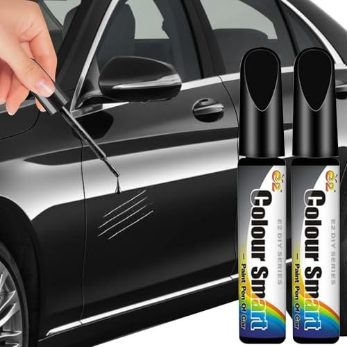 2er Set Lackstift Auto, 12ml Auto Kratzer Reparatur Stift mit Pinsel, Autolack Reparatur für Steinschläge & Kratzer, Auto-Felgen Kratz Entferner, Lackstifte für Autos & Motorräder (Schwarz)
