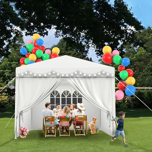 UISEBRT Pavillon 3x3m mit 4 Seitenwänden,Gartenpavillon Partyzelt Wasserdicht und UV-beständig,Sonnenpavillon Festpavillon für Garten, Party, Hochzeit,Weiß