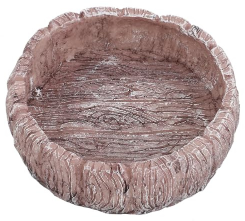 ROMISBABA Plato de Alimentación para Reptiles de Resina Gris, Cuenco Antideslizante para Comida y Agua de Tortugas, Lagartijas y Serpientes, Comedero para Terrario, Recipiente Seguro