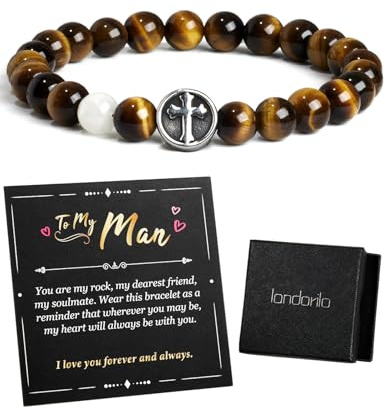 Landorilo Bracelet Homme Pierre Naturelle, Cadeau Hommes