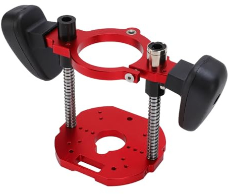 TIKATARER Router Lift Base, 635 to 65mm Clamping 40mm Stroke Aluminum Alloy Router Table Lifting System with Handle Adjustable Range for Woodworking Edges Trimming Slotting Drilling