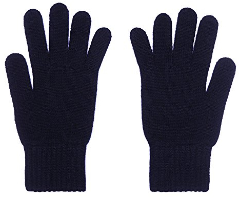 2-schichtige Damenhandschuhe aus purem Kaschmir, marineblau