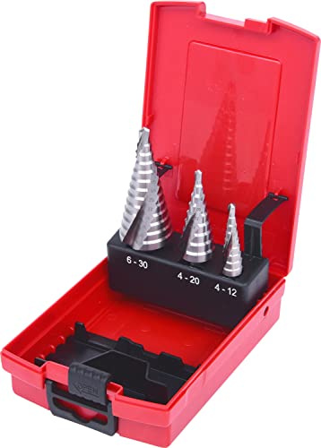 KS Tools 330.2414 HSS Co 5 Stufenbohrer-Satz, Kunststoffkassette 3-tlg.