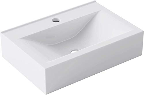 doporro Lavabo Vasque à Poser ou Monter au Mur Lave Mains Suspendu Design Brüssel118 45x30,5x10,5cm