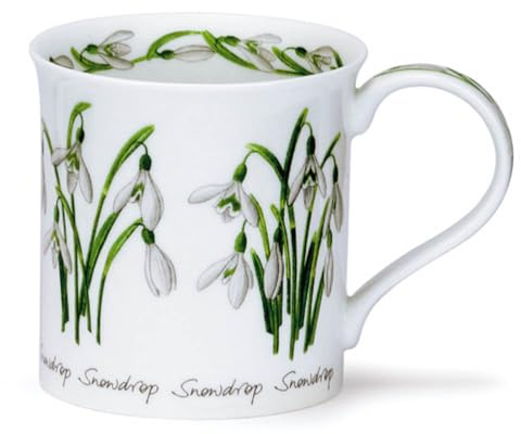 Dunoon Mug évasé en porcelaine anglaise, motifs floraux printemps/été, Porcelaine, Snowdrop