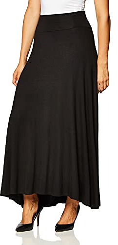 Amy Byer AGB Women's Soft Knit Maxi Skirt (Petite and Standard Sizes), Everyday Black, Large