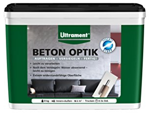 Ultrament Beton Optik 8 kg Pulverspachtel, mittelgrau| Moderne Wandgestaltung im Betonlook für Innen & Außen | wetter-, frost- & UV-beständig