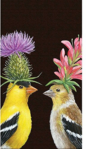 Paperproducts Design Decorative Paper Guest Towels – Tabletop Disposable Guest Towels – For Lunch, Dinner, Birthdays, Parties, and the Bathroom – Set of 15, Vicki Sawyer, Goldfinch Couple Desing