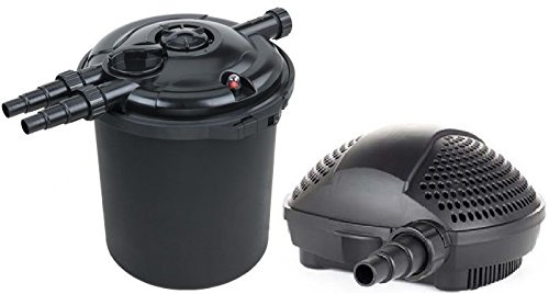 Swell UK Pond Bio Pressure Filter Deluxe 12,000 and 7,500 Pump Set for Koi/Fish Pond | Strainer Casing and Biological & Mechanical Media for Premium Filtration