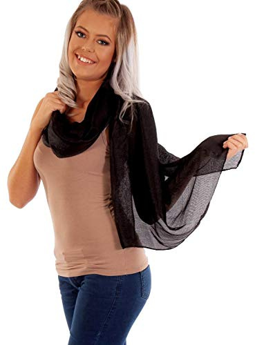 DOLCE ABBRACCIO by RiemTEX ® Schal Damen PRIMA DONNA Stola Tuch aus Wildseide in Schwarz Tücher in 31 Unifarben Halstücher Seidentuch Schals Damen Halstuch Seidenschal (Schwarz)