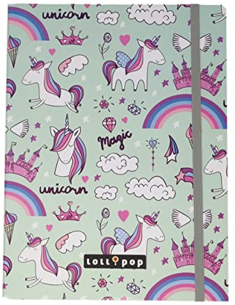 hochwertige Kinder Box Sammelbox Heftebox Zeichenbox Dokumenten Dosier Ordner mit Gummizug Gummiband DIN A4 - wählbar: Frozen Einhorn Luna Lama- Geschenk für Mädchen (Einhorn magic)