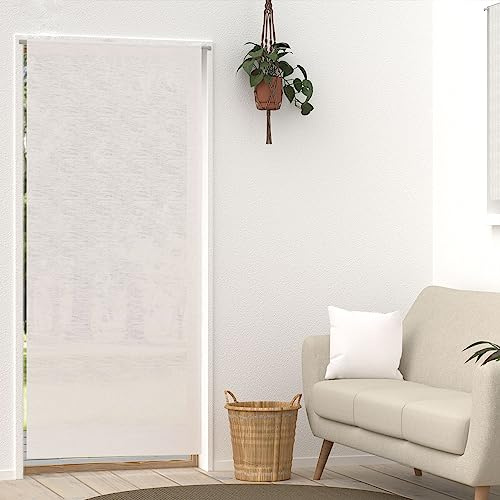 Soleil d'ocre, Visillo Lino para Puerta Ventana 90x200 cm Linen Blanco