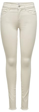 ONLY Women's ONLBLUSH MID SK AK RW DNM DOT019 15218655, Ecru, S / 32L