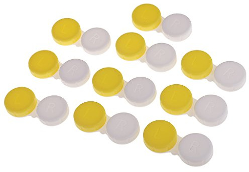 Cajas de lentes de contacto doble contenedores de almacenamiento para remojar cuidado ocular, paquete de 10 (amarillo)