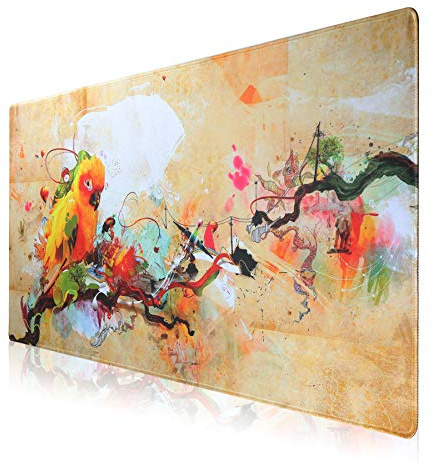 Jahosin XXL Gaming Mauspad, Erweitertes Mauspad,genähte Kanten,2mm,rutschfeste Gummibasis,90x40cm,Schreibtischunterlage für Gaming/Büro/Geschäft-90x40 birduk