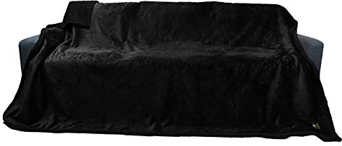 luciphia Decken Wasserdicht Haustierdecke Flaushig Doppelschichtig-Verdicht Hundedecke Katze Welpe Schwarz XL (145 * 216cm)