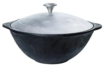 TEXAS CLUB - Pentola in Ghisa con Coperchio, Padella Kazan, Rivestita Con Olio di Semi, Ideale per Barbecue e Forno, Accessorio per BBQ Amato dai Professionisti, Capacità 3,6 Litri