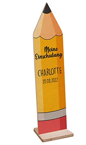 Striefchen® Einschulung Dekoration Holz Aufsteller Stift personalisiert Bleistift