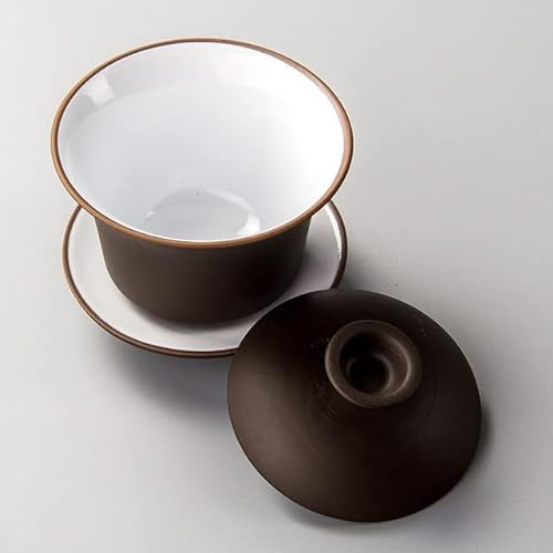Viola Argilla Gaiwan Teaset Elegante Gaiwan Tazza di tè Cinese Teaware Zuppiera Coperchio Ciotola Piattino tè Brew Tazza di tè