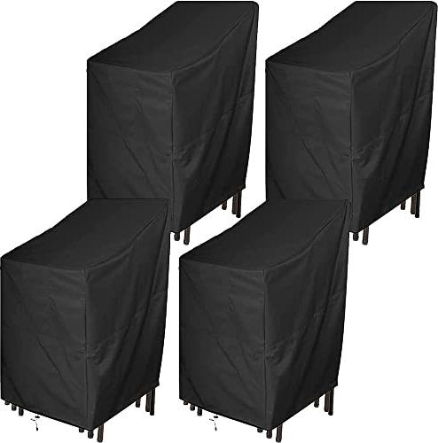 Skyour 4 stapelbare Terrassenstühle für Gartenmöbel, wasserdicht, stapelbar, Kunststoff, Korbgeflecht, für Esszimmerstühle, stapelbar, für Kaffeestühle, 65 x 65 x 120 cm