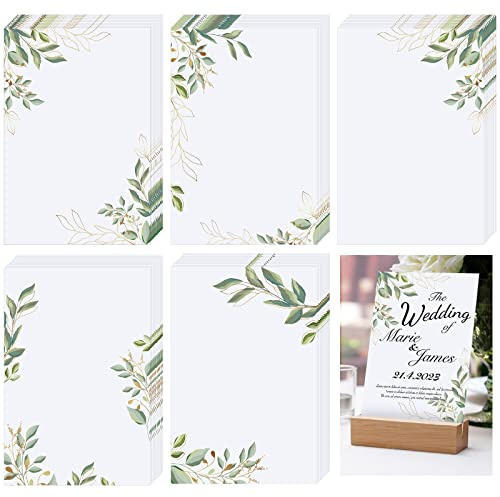 PerKoop 50 Pcs Blank Wedding Note Cards Decorative Notecards 4x6in Greenery Floral Notecards Printer Paper Cardstock Cards for Wedding Baby Shower DIY Thank Greeting Supplies(Eucalyptus)