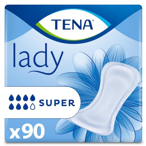 TENA Lady Super Inkontinenzeinlagen, 90 Stück | Für Frauen mit mittlerer bis schwerer Blasenschwäche, dreifacher Schutz vor Auslaufen, Geruch und Feuchtigkeit