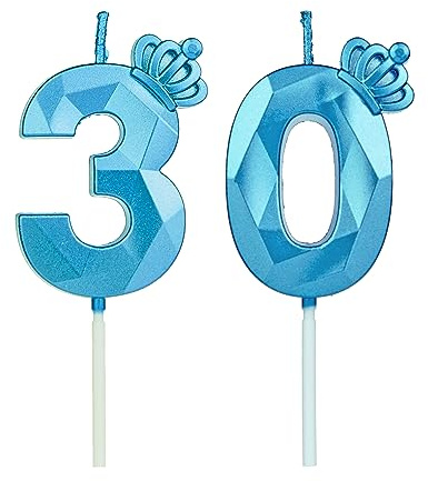 Candeline compleanno particolari con corona, candele compleanno per decorazione torta compleanno, candele compleanno numeri, candele compleanno bambini per feste, matrimony (blu #30)