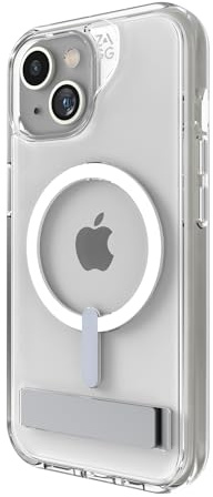 ZAGG Crystal Palace Snap Coque Transparente pour iPhone 15/14/13 avec béquille intégrée, Protection Contre Les Chutes (4 m), graphène Durable, Anti-jaunissement et résistante aux Rayures MagSafe