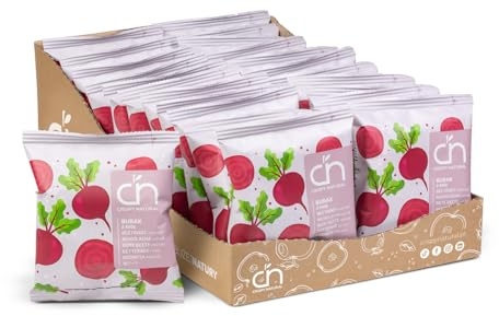 Crispy Natural Chips de Remolacha con Sal 24x18g. Chips de frutas naturales, crujientes y deshidratadas. Snack saludable sin azúcares añadidos, sin gluten y fuente de fibra.