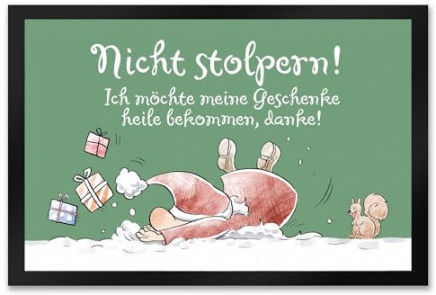 speecheese Nicht stolpern Fußmatte XXL in 50x75 cm mit Weihnachtswichtel EIN lustiger Türvorleger für die Weihnachtszeit lustige Weihnachten Wichtel Motiv Frauen Fußabtreter Cartoon Türmatte