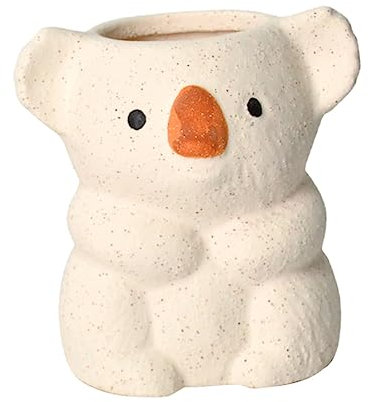 ABOOFAN Maceta de Cerámica Artística Forma de Koala para Plantas y Flores, Decoración Hogar, Macetero Único y Elegante Color Amarillo
