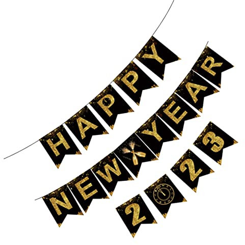 PRETYZOOM Neujahrsbanner Zum Aufhängen Neujahrsgirlande Hängebanner Partydekoration Neuen Jahr Partyzubehör Für Festivals