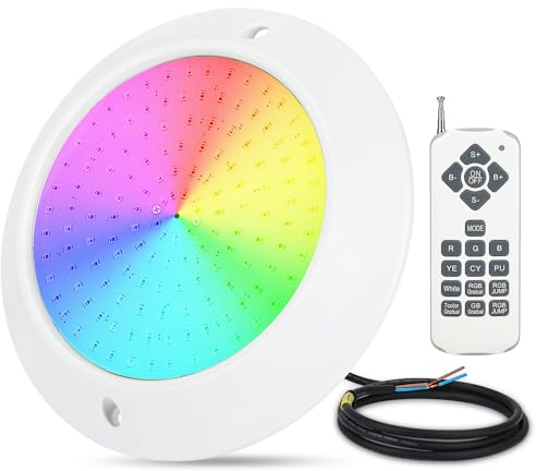 KWODE Foco de Piscina LED Par56, 20W RGB iluminación de la Piscina con mando a distancia, IP68 bajo el agua de iluminación LED, AC/DC 12V lámpara de la piscina reemplazar PAR56 foco y foco halógeno