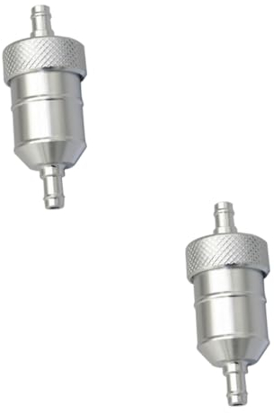 SOLUSTRE 2stücke Cnc Aluminiumlegierung Benzinfilter Universeller Kraftstofffilter Für Motorräder Wiederverwendbar Hochfest Und Langlebig Silberfarben Einfache Reinigung