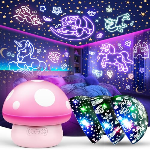 iKidiki Unicorn Gifts for Girl Age 2 3 4 5 6, Unicorn Night Light Projector Gift for Girls Toys for 2 3 4 5 6 Year Old Sensory Lights Sensory Toy for Babies Birthday Gift for 2-9 Year Old Girl