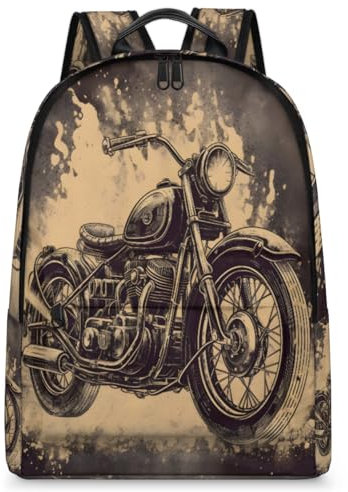 Rucksack im Vintage-Motorrad-Design, großes Fassungsvermögen, 23,5 l, Rucksack, Schule, Büchertasche, Reisen, lässig, Laptop, Tagesrucksack für Männer, Frauen, Kinder, Mädchen, Jungen, farbig, XXL