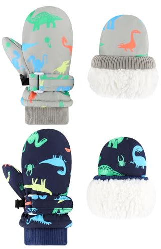 FUOITA Schneehandschuhe für Kleinkinder, wasserdichte Fäustlinge, Kinder-Skihandschuhe, Fleece-gefüttert, Kinder-Fäustlinge für Babys, Winter-Fäustlinge für Jungen und Mädchen, 2–4 Jahre