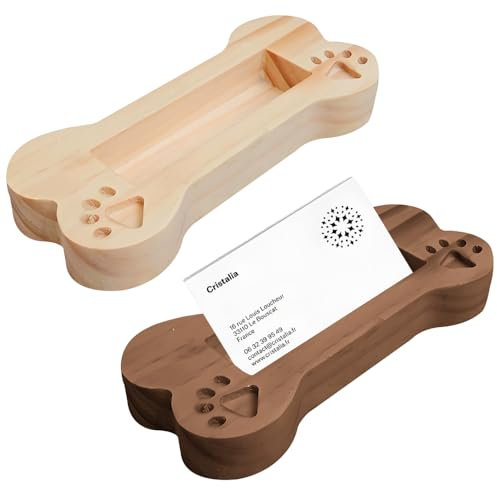 Taasmoog Wood Visitenkartenhalter, 2 Stück Visitenkartenhalter für Schreibtisch Welpenknochen Holz Visitenkartenständer Süßer Welpe Visitenkarten Aufbewahrung Visitenkarten Aufbewahrung