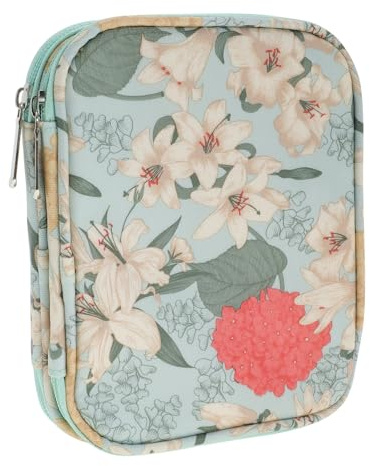 Häkelhakenetui, Stricknadel-Etui, Reißverschluss-Aufbewahrungstasche mit Netz-Taschen für verschiedene Häkelnadeln Strickzubehör, Blau Grün