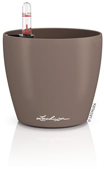 Lechuza - Vaso da tavolo Classico Color 12 noce moscata, con sistema di irrigazione, indicatore del livello dell'acqua e inserto per piante, superficie opaca, Ø 13 x 12 cm, 16693