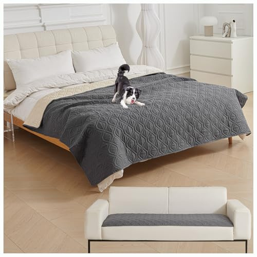 CZQGLYM wasserdichte Hundedecke,Hundebettdecke,Bett Und Auto – Waschbare Hundematte Für Große Und Kleine Hunde Sowie Katzen,Waschbar,als Schutz Für Sofa (75 * 180cm(30*70''),Dark Gray)