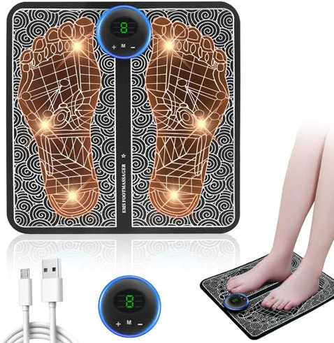 EMS Foot Massager with 9 Intensity Levels & 6 Modes – Electric Foot Spa for Pain Relief, Muscle Relaxation, and Improved Circulation (Average Size)