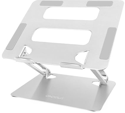 OneCut Adjustable Laptop Stand, Aluminium Alloy, Multi-Angle Stand with Heat-Vent to Elevate Laptop, Adjustable Notebook Sand for Laptop (4-17 inch) Compatible for MacBook Pro/Air, Surface