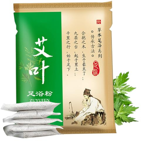 Lot de 100 sachets de poudre d'armoise naturelle pour les pieds, traitement à base de plantes jetables et portables pour la maison, les voyages