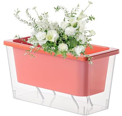 Fioriera autoirrigante per interni, vaso da fiori con irrigazione automatica, piccola scatola rettangolare da giardino per balcone e appartamento, comoda coltivazione di piante per giardinaggio