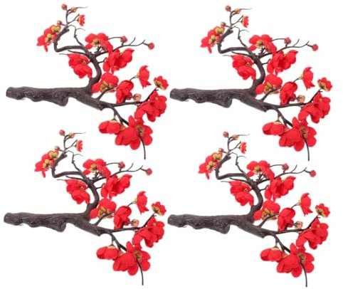 TOYANDONA 4piezas De Flores Artificiales De Ciruela Decorativo Flores De Seda para Bodas y Decoración para y